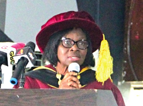 Prof. Victoria Bam, President, Ghana College of Nurses and Midwives, addressing the ceremony. Picture: ERNEST KODZI 