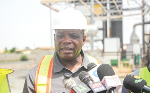 Kwame Governs Agbodza, Minister of Roads and Highways, explaining a point to journalists after the inspection. Pictures: CALEB VANDERPUYE