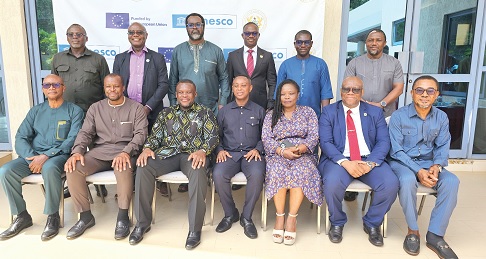 Sam George (3rd from left), Minister of Communication, Digital Technology and Innovations, with shakeholders after the launch