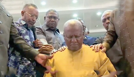 The clergy praying for President John Dramani Mahama