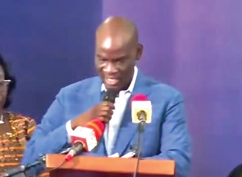 Haruna Iddrisu (inset), Minister of Education, addressing students as well as old students during the 68th Anniversary Speech and Prize-Giving Day in Effiduase -- Koforidua