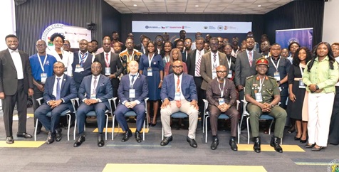 Divine Selase Agbeti (seated 2nd from right), Director-General of the CSA;  Mohammed Adams Sukparu ( seated 3rd from right), Deputy Minister of Communication, Digital Technology and Innovations; Pavel Bílek (seated 3rd from left), Ambassador of the Czech Republic to Ghana; and other dignitaries and participants in the event