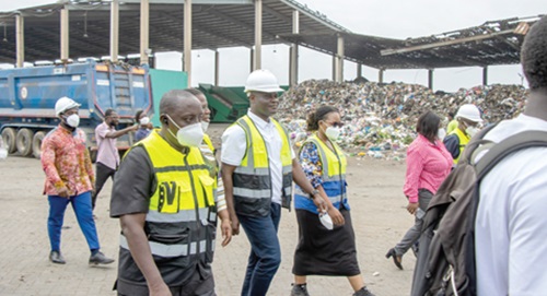 Ahmed Ibrahim (middle), Minister of Local Government, Chieftaincy and Religious Affairs,  touring the ARECOP facility