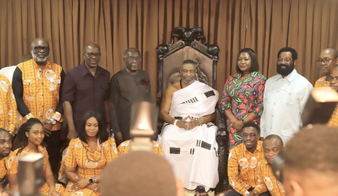 Nii Tackie Teiko Tsuru II (middle), Ga Mantse, with the delegation from MIIF after the meeting  Picture: EDNA SALVO KOTEY