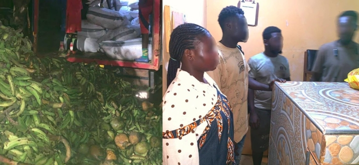 11.8 tonnes of cocoa hidden beneath load of plantain intercepted, four arrested