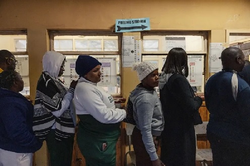 Queues were seen at polling stations during a chilly morning in the capital, Lusaka