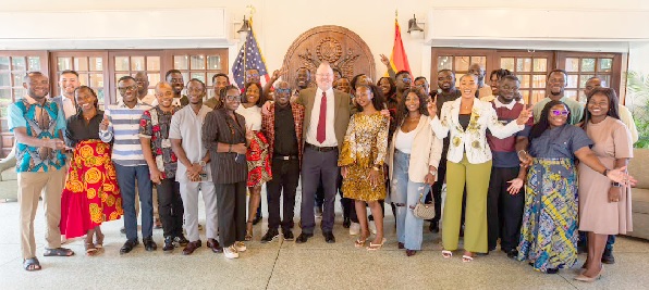 Mr Rolf Olson (middle) with some of the journalists who covered the 2026 World Cup in the USA