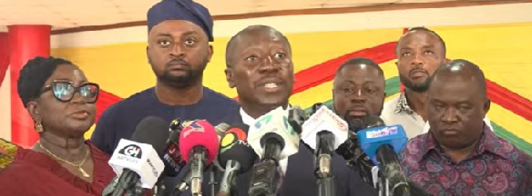 Alexander Afenyo-Markin, Minority Leader and his colleagues addressing the press in Accra