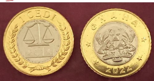 Front and back of the one Ghana Cedi coin