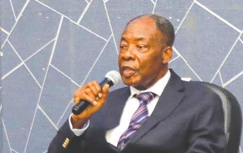 Francis Poku, former Minister of National Security, addressing the National Policy Dialogue. Picture: ELVIS NII NOI DOWUONA 