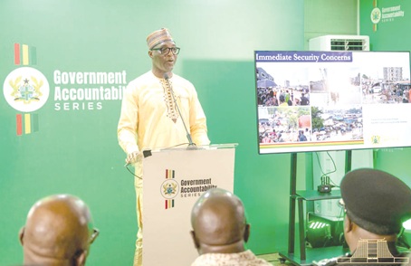 Muntaka Mohammed-Mubarak, Minister for the Interior, speaking at the government accountability series