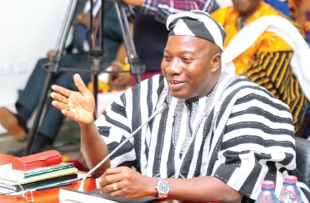 Mahama Ayariga   making his submissions before Parliament’s Appointments Committee. Picture: ELVIS NII NOI DOWUONA 