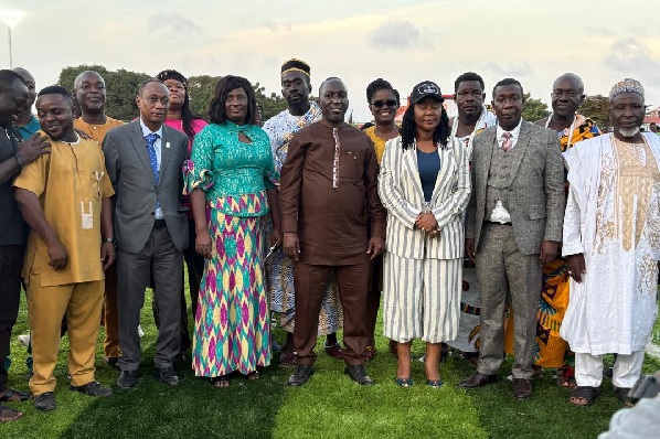 Adamu Musah Kalamu (middle), MCE for Ablekuma North with other invited guests after the commissioning. With him is Ewurabena Aubynn ( 3rd from right), MP for Ablekuma North