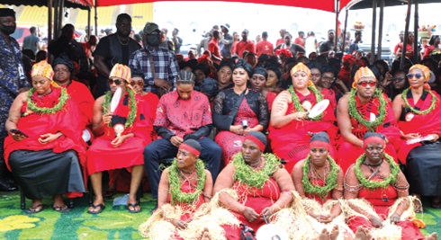 The children and the family of the late Apostle Kwadwo Safo Kantanka at the funeral grounds
