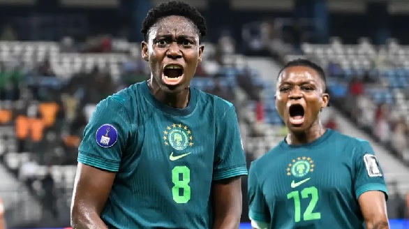 Former Liverpool, Arsenal and Barcelona forward Asisat Oshoala (left) is a six-time African women's player of the year