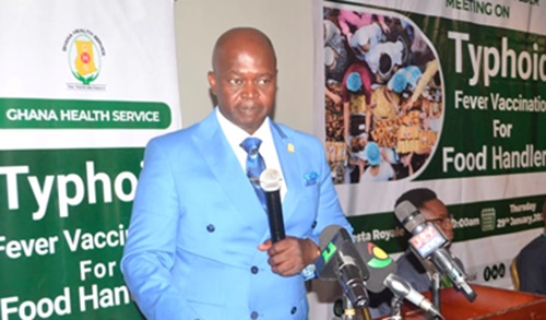 Prof. Samuel Kaba Akoriyea, the Director General of the Ghana Health Service, speaking at the meeting