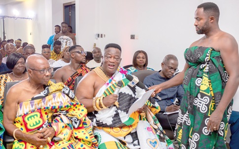 Sir Baafuor Dr Ossei Hyeamann Brantuo VI, Otumfuo Manwerehene and Chairman for the occasion, speaking at the event