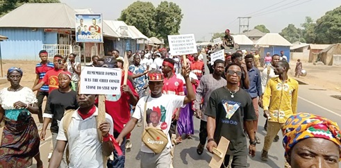 The NDC youth during the protest march in Kpandai