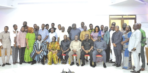 The MDCEs and their MPs with James Gunu (seated, 2nd from right), Volta Regional Minister