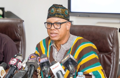 Adam Mutawakilu, Managing Director, Ghana Water Limited, explaining a point to the press. Picture: ELVIS NII NOI DOWUONA 