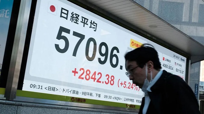 The Nikkei 225 briefly surpassed 57,000 for the first time after the election