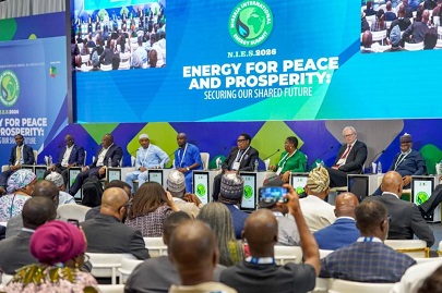  Mr Godwin Kudzo Tameklo Esq (5th from left) speaking at the summit