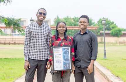 The team displaying the award