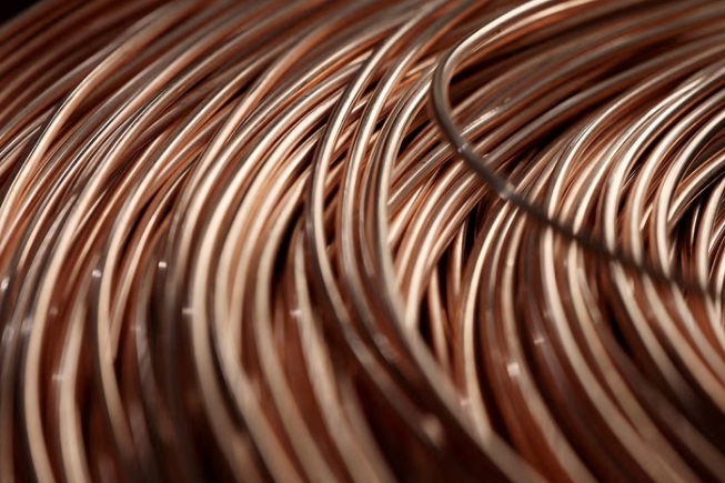 A coil of copper rod sits on the production line for copper flat wire at the Wellascent factory in Ganzhou, Jiangxi province, China August 14, 2025. REUTERS/Florence Lo//File Photo