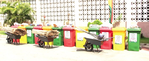 Sanitation materials presented to MMDCEs Picture: ERNEST KODZI
