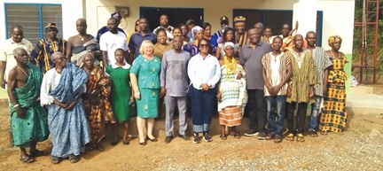 Rita Akosua Adjei Awatey (arrowed), Eastern Regional Minister, some community members and dignitaries after the event
