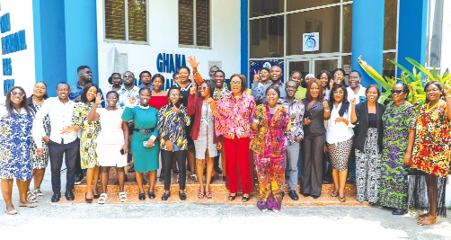 Dr Rose Mensah-Kutin (2nd from right), Executive Director, ABANTU for Development, with Sheila Minka-Premo (8th from right), Convenor, Affirmative Action Coatlition and participants after thr training