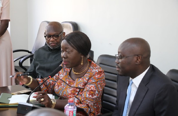Elizabeth Ofosu-Agyare (middle), Minister of Trade, Agribusiness and Industry, Dr Cassiel Ato Forson (right), Minister of Finance and Randy Abbey, CEO of Cocobod during the meeting