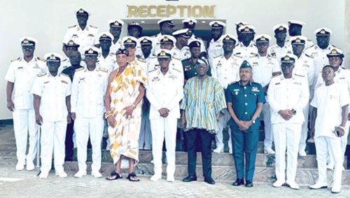 Rear Admiral Godwin Livinus Bessing (arrowed), Chief of Naval Staff, with Officers of Flag Rank and guests after the opening ceremony