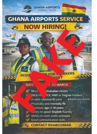 Ghana Airport Company warns public against fake recruitment advert circulating online