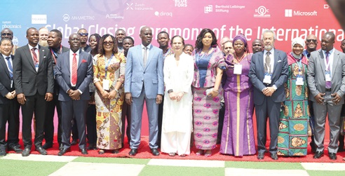 Haruna Iddrisu (arrowed), Minister of Education, with other guest speakers and participants after the ceremony. Picture: BENEDICT OBUOBI