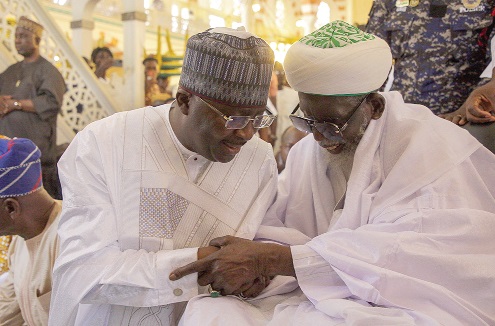 Dr Mahamudu Bawumia (left), NPP flag bearer, with Usmanu Nuhu Sharubutu (right), National Chief Imam, after the event. Picture: CALEB VANDERPUYE Dr Mahamudu Bawumia (left), NPP flag bearer, with Usmanu Nuhu Sharubutu (right), National Chief Imam, after the event. Picture: CALEB VANDERPUYE