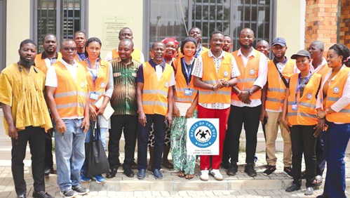 Ignatius Godfred Dordoe (arrowed), District Chief Executive for Shai-Osudoku, with the team 