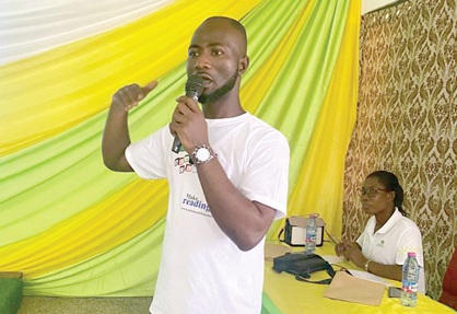 Williams Sarpong, Programmes Manager of Ntiamoah Foundation, delivering his address at the meeting