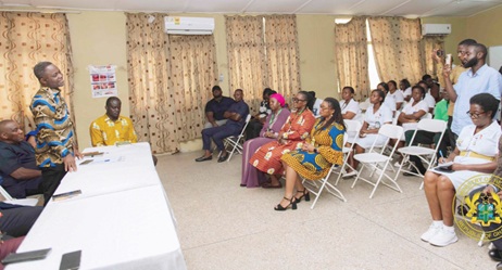 Kwabena Mintah Akandoh, Minister of Health, in a closed-door  meeting with the staff of the hospital