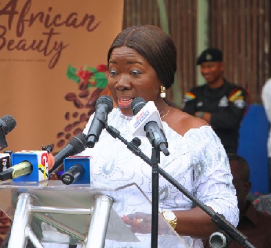 Mrs Elizabeth Ofosu-Adjare, Trade Minister speaking at the event