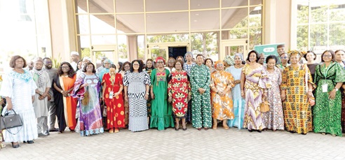 Prof. Naana Jane Opoku-Agyemang (arrowed), Vice-President, with other dignitaries after the ceremony