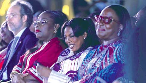Nana Aba Anamoah ( 2nd from right), Founder of Women of Valour, Nana Oye Bampoe Addo (3rd from right), Deputy Chief of Staff, H.E Dr Christian Rogg ( left), British High Commissioner to Ghana, at the launch of Women of Valour 2026
