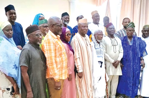 Alhaji Halidu Haruna (2nd  from left) and Alhaji Abu Sadat Babanlamie (4th from left) with members of the Federation of Muslim Councils in Accra after addressing the meeting