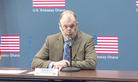 Rolf Olson, Chargé d’Affaires of the US Embassy in Accra, addressing the press conference