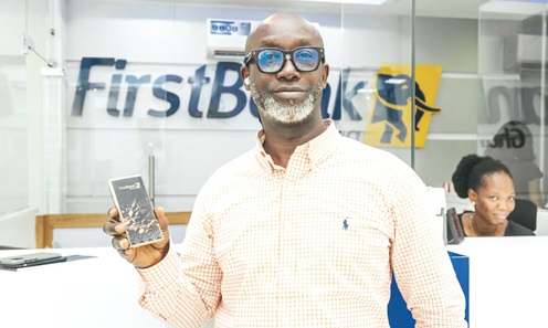 A customer dispalaying his chocolate