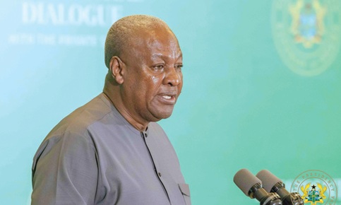 President John Dramani Mahama (left) speaking at the event