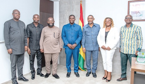 Kwame Jantuah (3rd from left), Chairman, Awarding Panel, Solomon Adjetey (right), Chief Director, Ministry of Energy and Green Transition, with members of the Ghana Energy Awards Panel