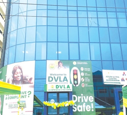 Front view of the DVLA office in Adum