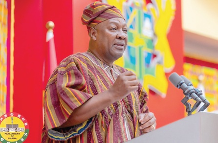 President John Dramani Mahama delivering the State of the Nation Address in Parliament