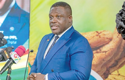 Samuel Nartey George (left), Minister of Communication, Digital Technology and Innovations, addressing the participants